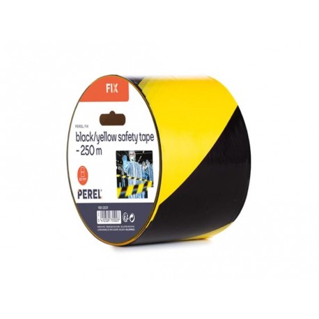 RUBAN DE SECURITE - NOIR JAUNE - 500 m - 8 cm  BOBINE - 1188-500R