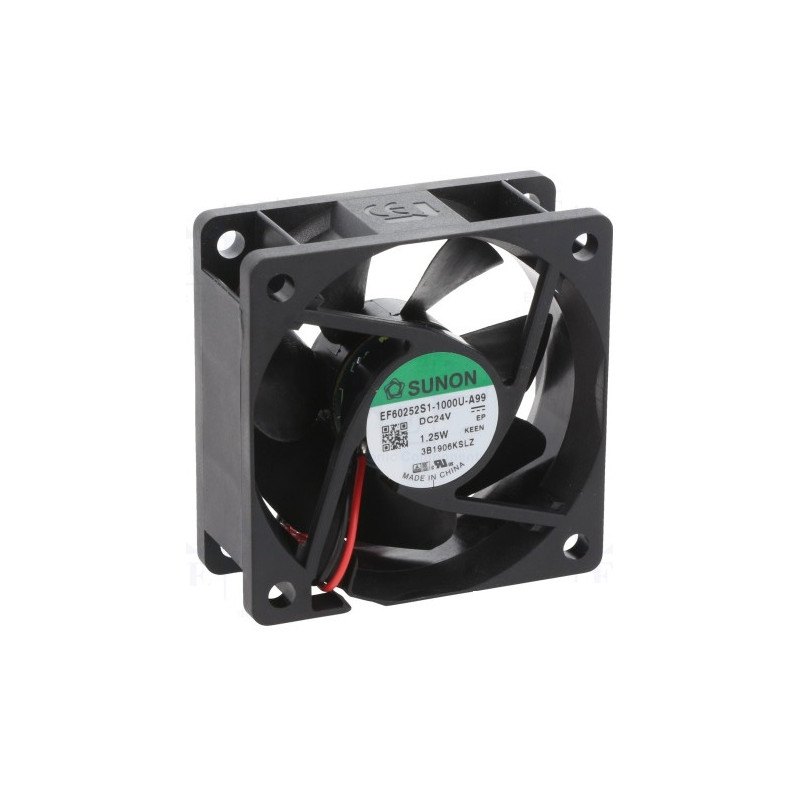 VENTILATEUR 24Vcc 0.05A 1.25W 60X60X25mm 39.93m3/h 27dB 4500RPM (100150)