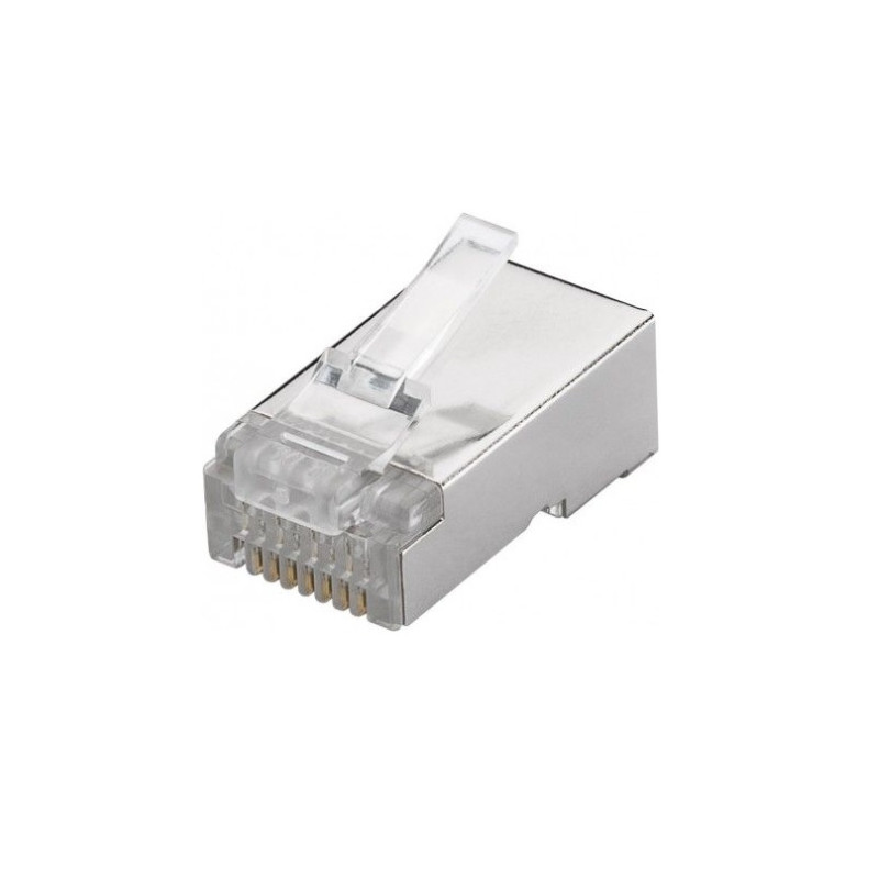 10 FICHES RJ45 MALE POUR CABLE ROND CAT 6A STP BLINDEE GOOBAY