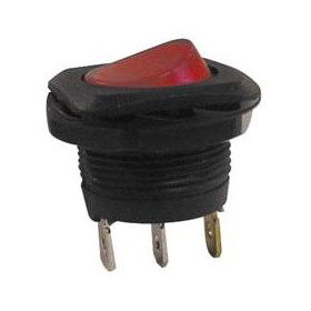 INTER ON - OFF ROND DIAM 20MM 6A 250V AVEC TEMOIN ROUGE (6080)
