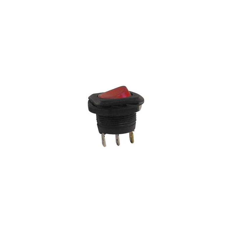 INTER ON - OFF ROND DIAM 20MM 6A 250V AVEC TEMOIN ROUGE (6080)