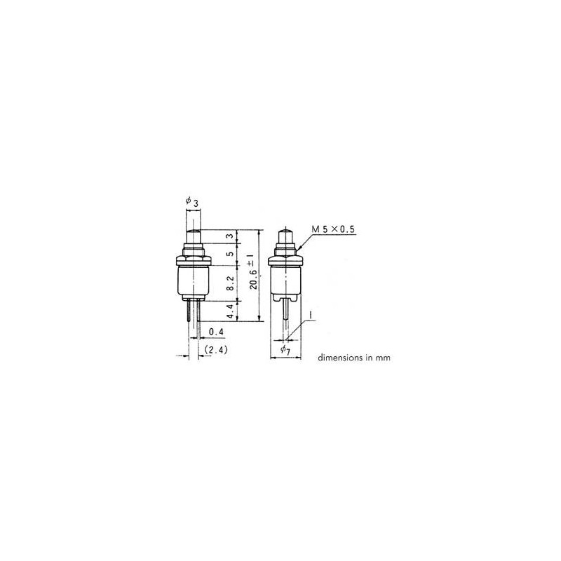 BOUTON POUSSOIR OFF-(ON) ROUGE 0.5A 125V (6080)