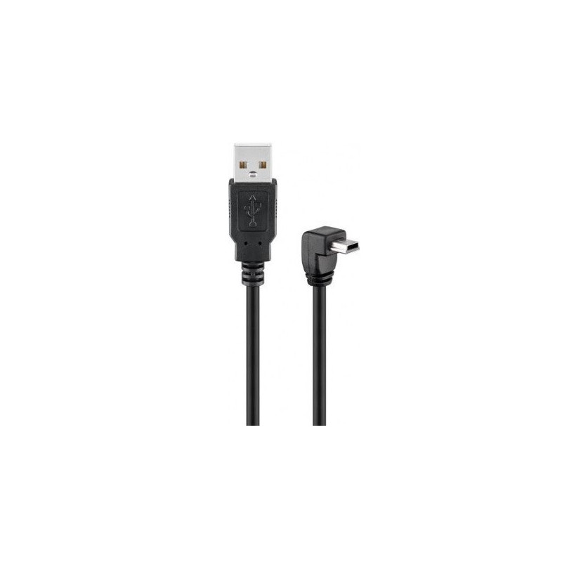 CABLE USB 2.0 A MALE - USB B MINI MALE COUDE 90° 1.8 METRE GOOBAY