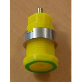 DOUILLE BANANE CHASSIS 4mm JAUNE A SOUDER ISOLEE (6080)