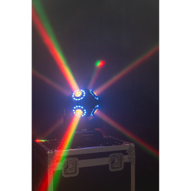LYRE DMX A LED RGBW 4-EN-1 AVEC 8 ANNEAUX LUMINEUX IBIZA