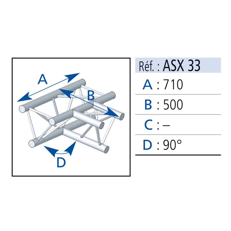 ANGLE 3 DEPARTS A PLAT 90° 0.50 X 0.71 METRE ASD