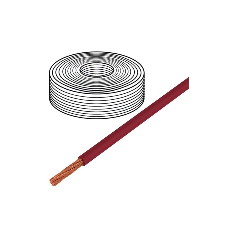 BOBINE 30 METRES CABLAGE ALIMENTATION AUTO ROUGE 10AWG / 4mm / 5,26mm²