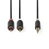CORDON AUDIO JACK STEREO 3,5mm MALE - 2 X RCA MALES 10 METRES ANTHRACITE