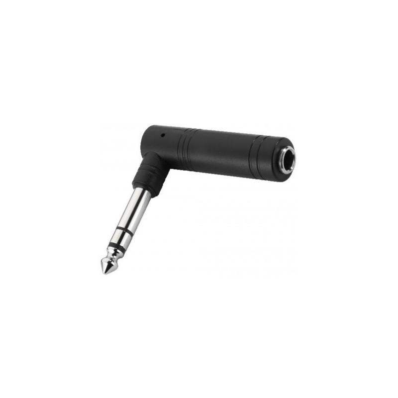 ADAPTATEUR JACK STEREO 6,35mm MALE / 6,35mm FEMELLE COUDE 90° (6080)