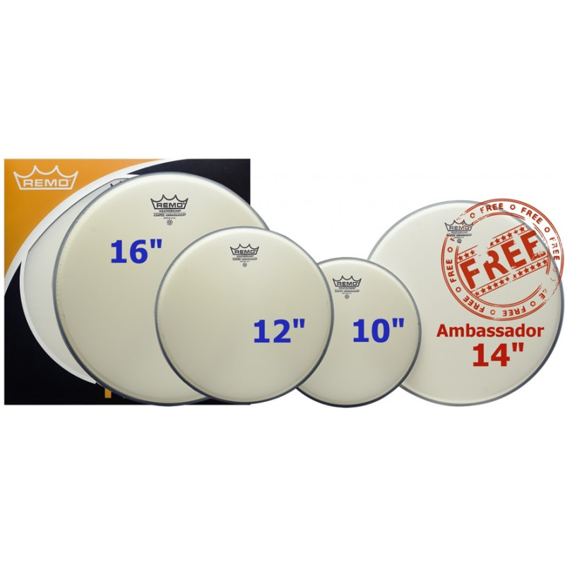 PRO PACK DE 4 PEAUX 10"+12"+14"+16" AMBASSADOR SABLEE REMO