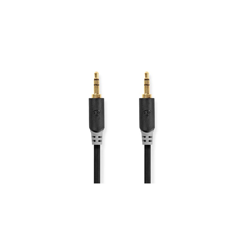CABLE JACK MALE STEREO 3.5 / MALE 3.5 STEREO ANTHRACITE 2M NEDIS