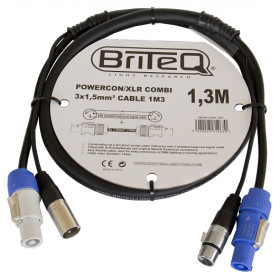 CORDON DMX POWER POWERCON/XLR MALE / POWERCON/XLR FEMELLE 1,30 METRE BRITEQ