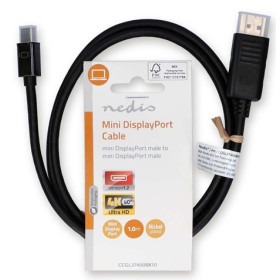 CORDON MINI DISPLAYPORT MALE - DISPLAYPORT MALE 1 METRE NOIR NEDIS