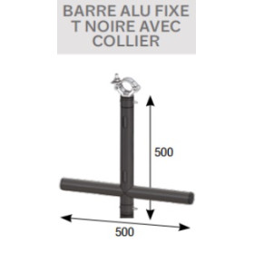 BARRE ALU FIXE T NOIRE AVEC COLLIER ASD