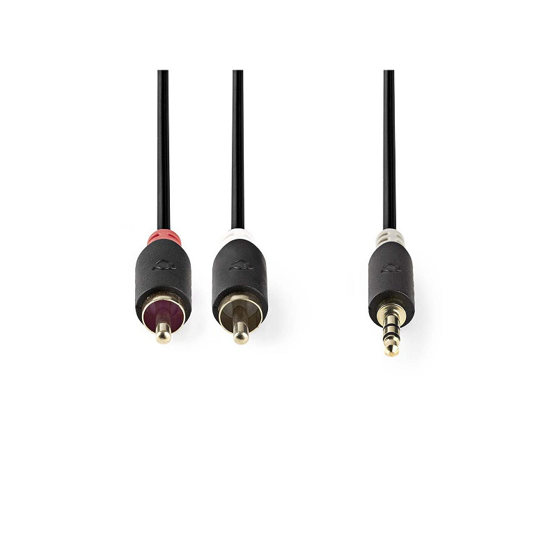 CORDON AUDIO JACK STEREO 3,5mm MALE - 2 X RCA MALES 2 METRES