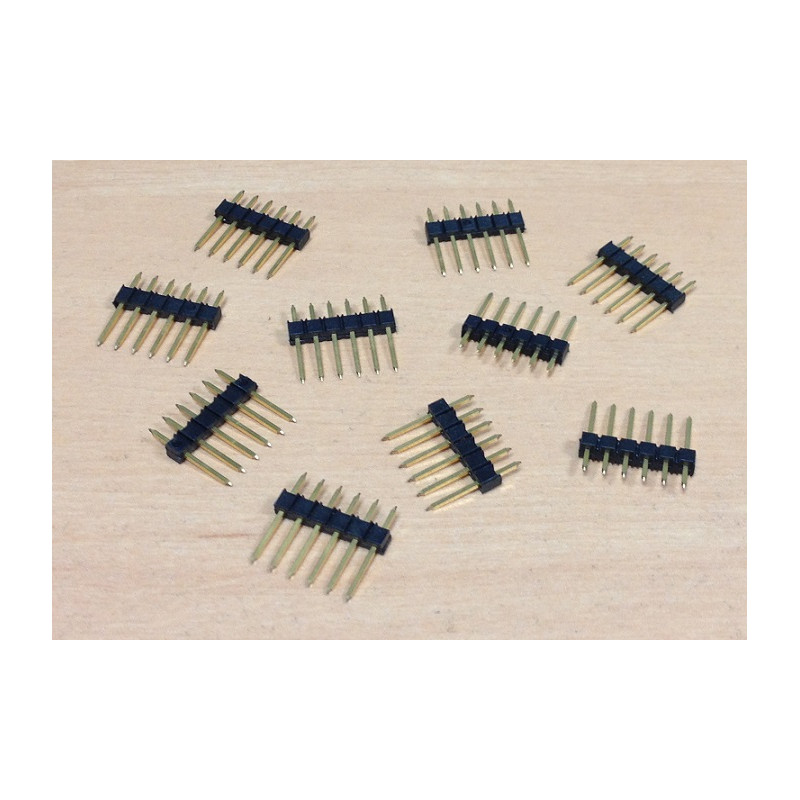 LOT DE 10 BARRETTES MALE SIMPLE RANGEE 6 CONTACTS AU PAS DE 2.54mm (6080)