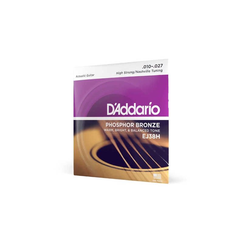 D'ADDARIO EJ38H PHOSPHOR BRONZE HIGH STRUNG/NASHVILLE TUNING 10-27