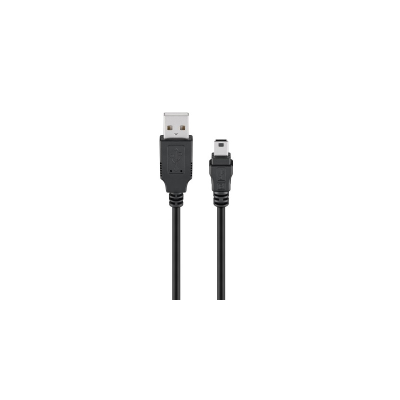 CORDON USB A MALE - MINI USB B 5 PINS 2.0 MALE 5 METRES GOOBAY