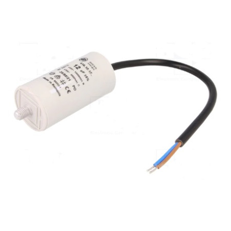 Condensateur de démarrage pour moteurs électriques, 450V, capacité : 12 microfarad, avec câble de 15cm Condensateur de démarrage pour moteurs électriques, 450V, capacité : 12 microfarad, avec câble de 15cm