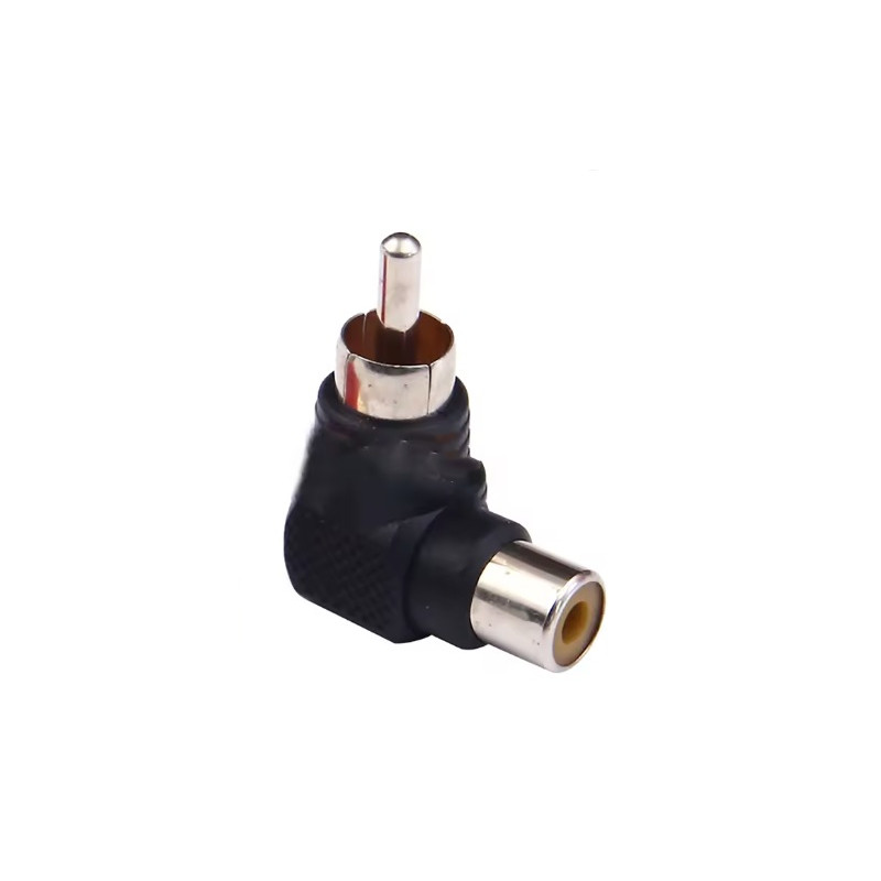 CONNECTEUR RCA MALE FEMELLE NOIRE COUDE