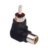 CONNECTEUR RCA MALE FEMELLE NOIRE COUDE