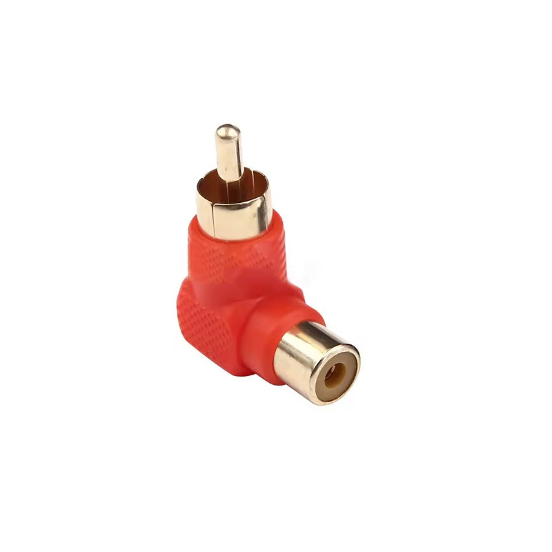 CONNECTEUR RCA MALE FEMELLE ROUGE COUDE