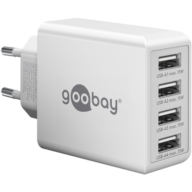 CHARGEUR MULTIPORT USB-A BLANC GOOBAY CHARGEUR MULTIPORT USB-A BLANC GOOBAY