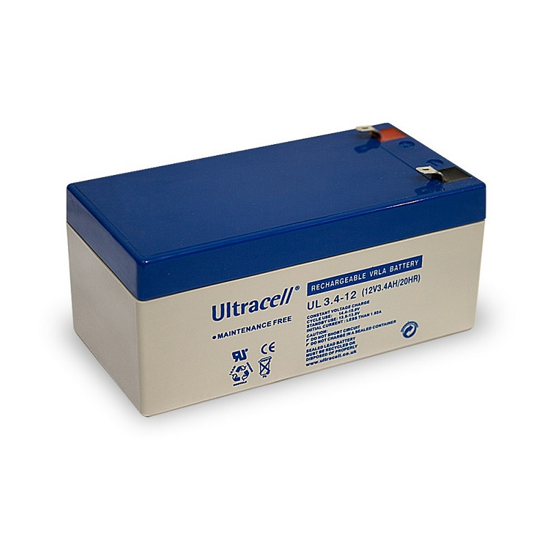 BATTERIE PLOMB 12V 3.4AH 134.4X67.5X61mm ULTRACELL BATTERIE PLOMB 12V 3.4AH 134.4X67.5X61mm ULTRACELL