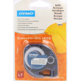 RUBAN DYMO 12MM 2M BLANC CARACTERE NOIRE POUR LETRA TAG