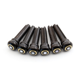 CHEVILLES ÉBÈNE GUITARE ACOUSTIQUE POINT NACRE BLANCHE / LAITON  5.1MM 6PCS