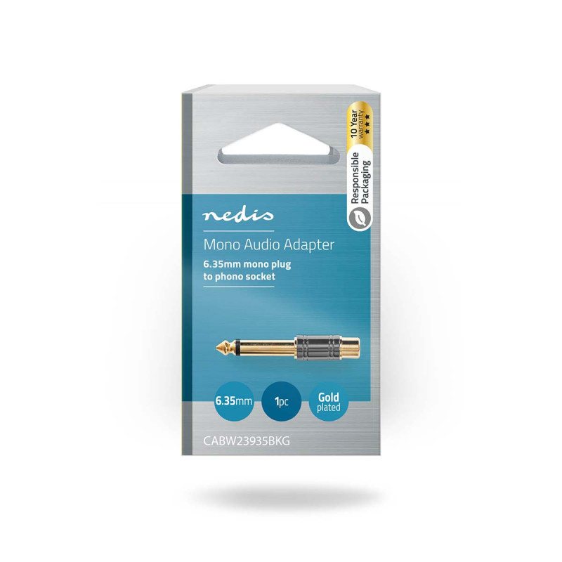 ADAPTATEUR PRO JACK MALE 6.35 MONO / RCA FEMELLE NEDIS ADAPTATEUR PRO JACK MALE 6.35 MONO / RCA FEMELLE NEDIS