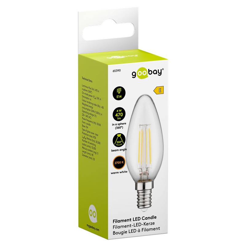 LAMPE BOUGIE LED E14 230V 4W 2700K - EQUIVALENT A 40W - BLANC CHAUD LAMPE BOUGIE LED E14 230V 4W 2700K - EQUIVALENT A 40W - BLANC CHAUD