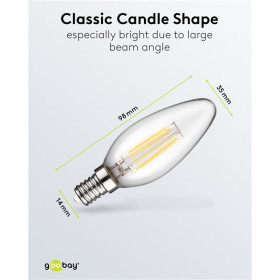 LAMPE BOUGIE LED E14 230V 4W 2700K - EQUIVALENT A 40W - BLANC CHAUD