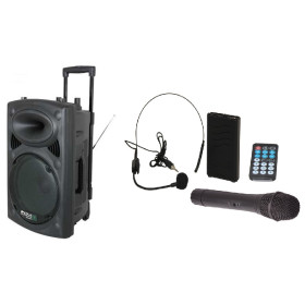 SYSTEME DE SONORISATION PORTABLE AUTONOME 38CM AVEC USB-MP3
