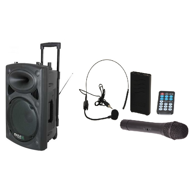 SYSTEME DE SONORISATION PORTABLE AUTONOME 38CM AVEC USB-MP3