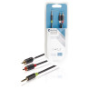CORDON AUDIO JACK STEREO 3,5mm MALE - 2 X RCA MALES 0.50 METRE ANTHRACITE