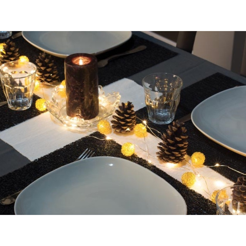 GUIRLANDE DE TABLE 90M 90 LEDS BLANC CHAUD 3.6V