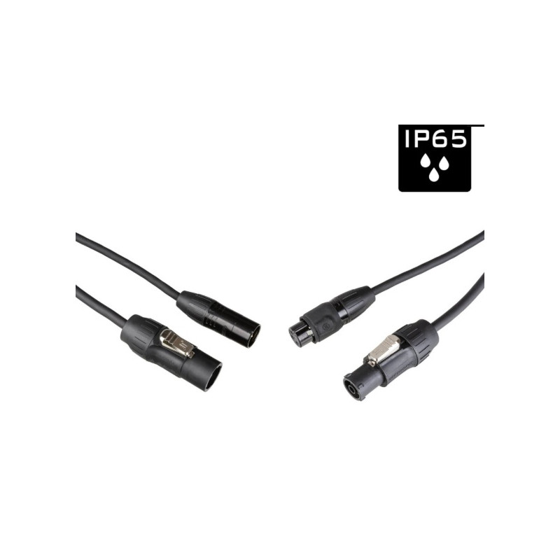 CORDON DMX + POWER XLR 3 BROCHES POWERCON 3M HILEC - PCT1-HYBRID-XLR3-3M