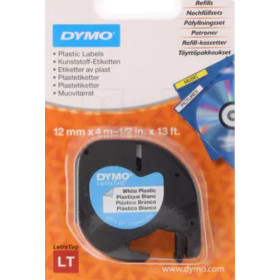 RUBAN DYMO 12MM 4M BLANC CARACTERE NOIRE POUR LETRA TAG