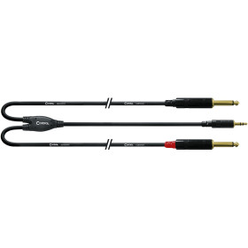CABLE MINI-JACK / JACK FICHES REAN 1X 3,5 STÉRÉO / 2X 6,35 MONO 1.5M CORDIAL