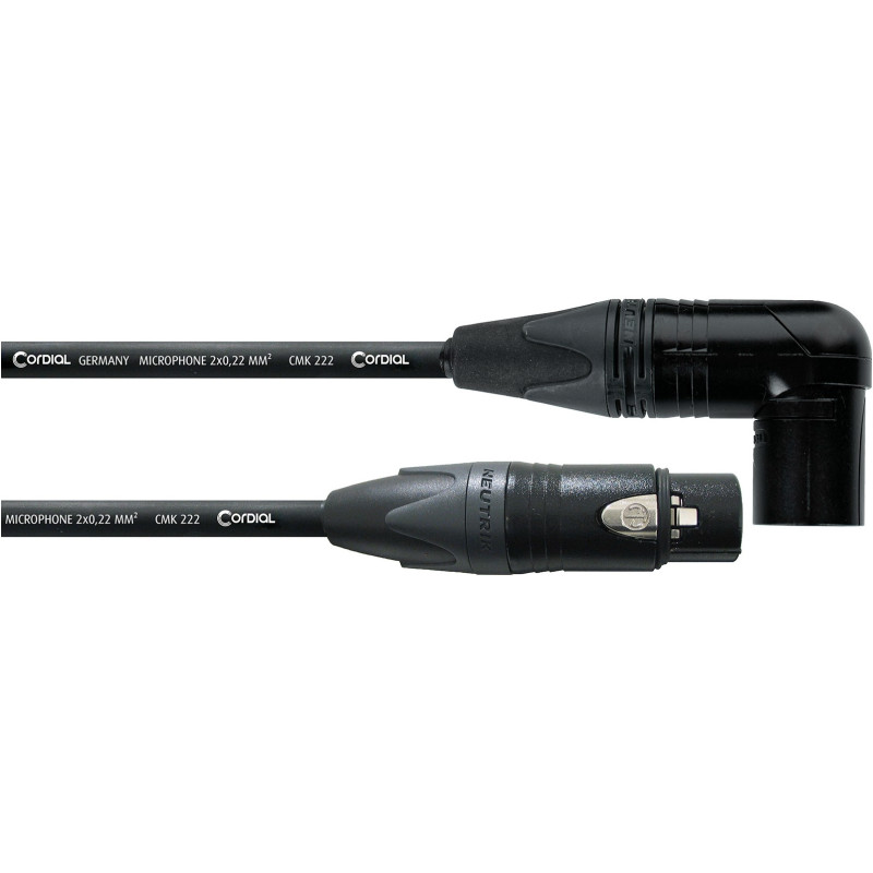 CORDON XLR MALE COUDEE / XLR FEMELLE NOIR 50 CM CORDIAL