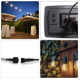 GUIRLANDE GUINGUETTE SOLAIRE 15 M LED BLANC CHAUD VELLIGHT