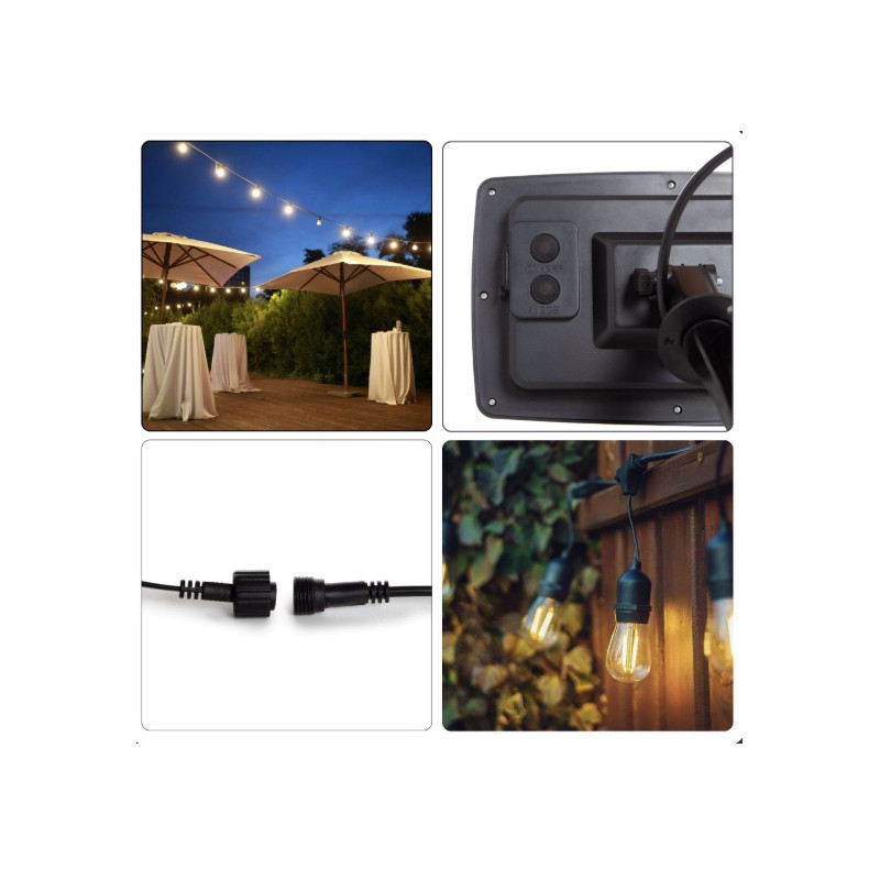 GUIRLANDE GUINGUETTE SOLAIRE 15 M LED BLANC CHAUD VELLIGHT