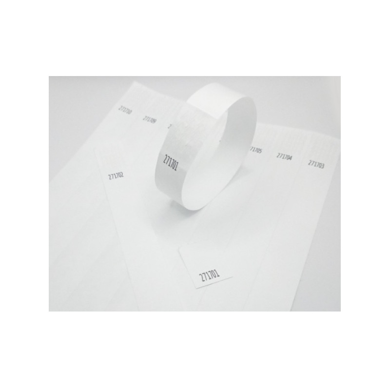 100 BRACELETS TYVEK SANS MARQUAGE - BLANC