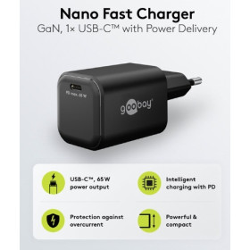 CHARGEUR RAPIDE NOIR USB-C 65W/3A