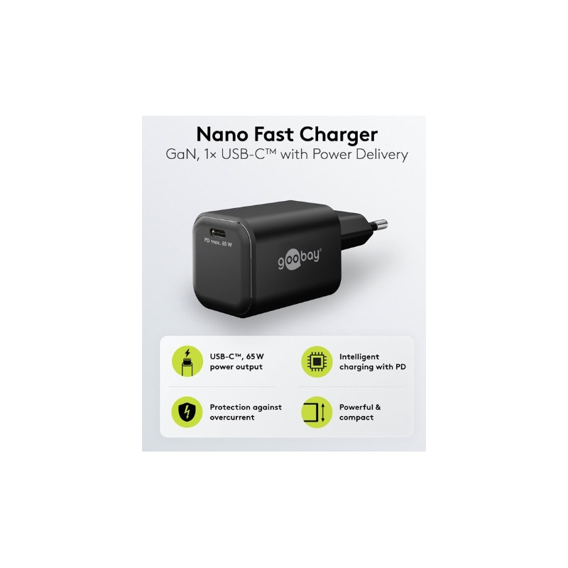 CHARGEUR RAPIDE NOIR USB-C 65W/3A
