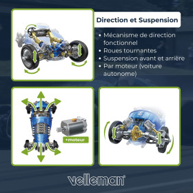 Voiture de course rétro bleue à assembler avec moteur V8 transparent