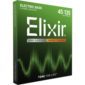 JEU DE 5 CORDES BASSE NANOWEB NICKEL LIGHT 45-65-85-105-135 ELIXIR