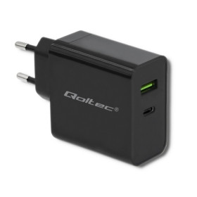 CHARGEUR SUPER RAPIDE 1xUSB-C 1xUSB-A 45W 5-20V NOIR QOLTEC