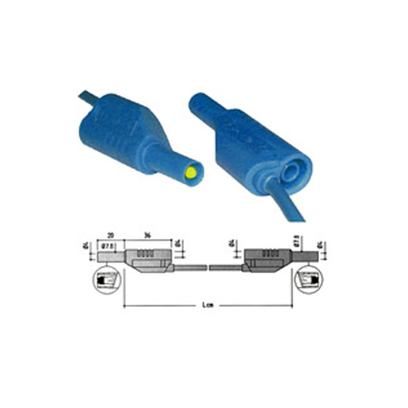 CORDON LABO SECURITE 0,50m NOIR TYPE 2 2712-IEC-50N ELECTRO PJP ROHS